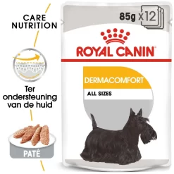 Royal Canin Hondenvoer Derma-comfort Wet <br>12 X 85 Gr 7 Royal Canin Hondenvoer Derma-comfort Wet <br>12 X 85 Gr -ROYAL CANIN Huisdier royal canin dermacomfort natvoeding extra zorg huid volwassen kleine honden hero packshot
